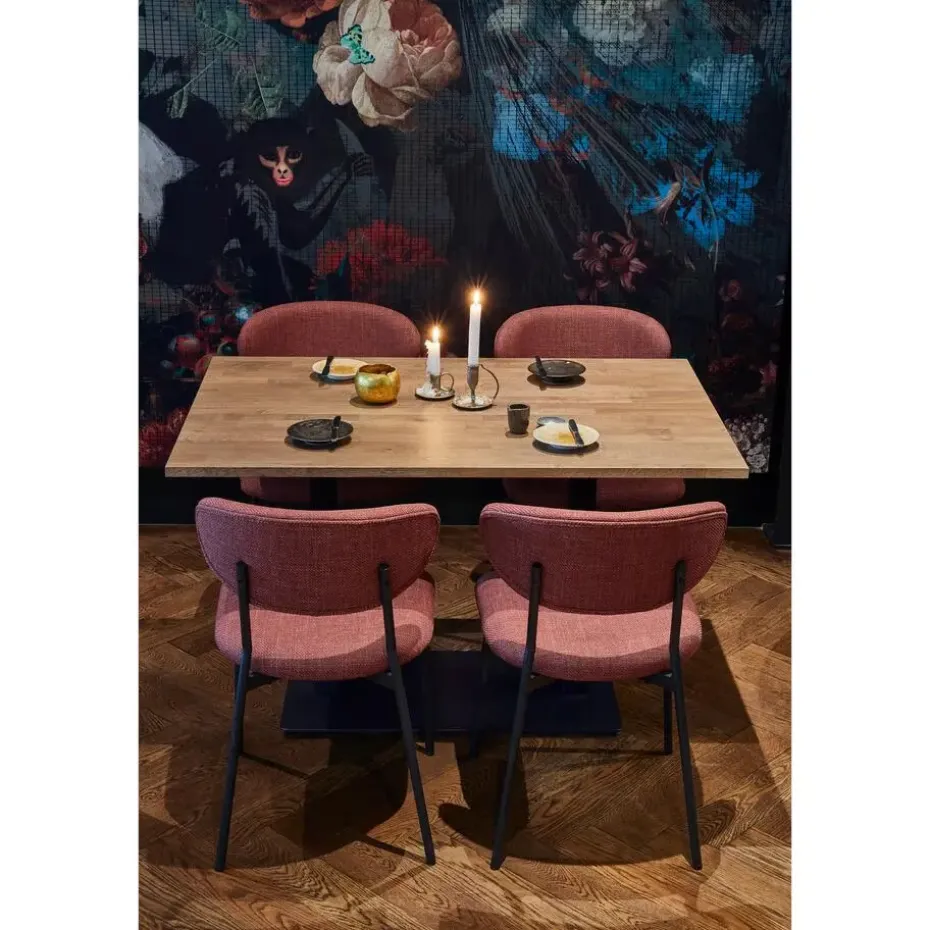 WOOOD Bistro Dubbele Vierkante Buisvoet - Metaal - Zwart - 72x80x40