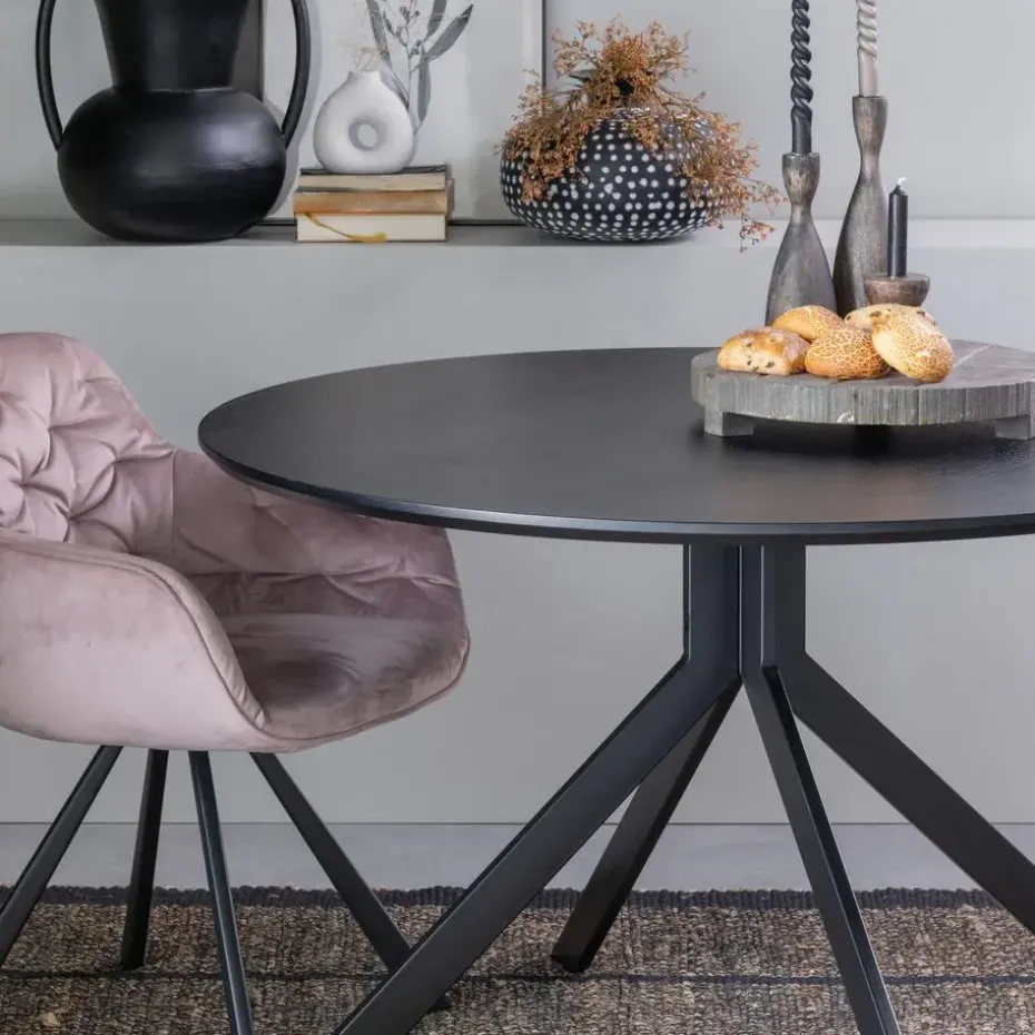 WOOOD Bruno Eettafel Rond - Mdf - Zwart - 75xØ120