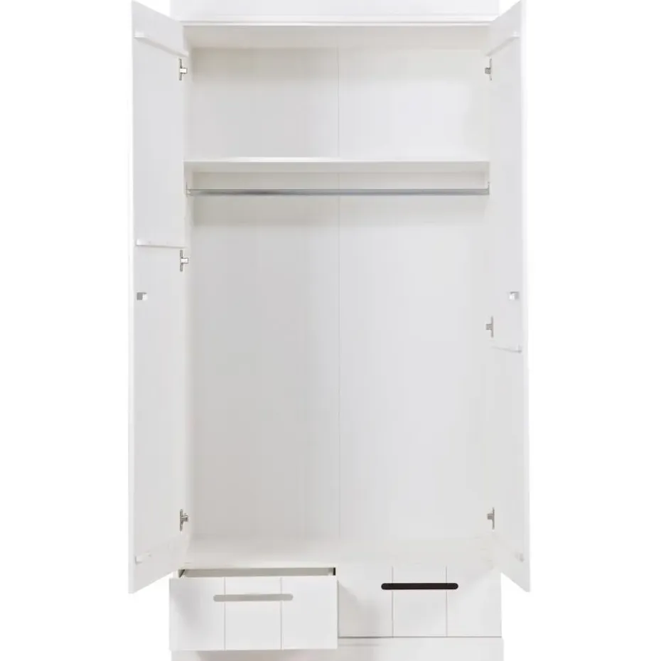 WOOOD Connect Kledingkast 2-Deurs met Lade - Grenen - Wit - 195x94x53