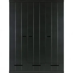 WOOOD Connect Kledingkast 3-Deurs met Lade - Grenen -Zwart- 195x140x53
