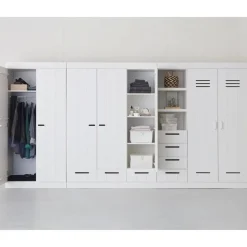 WOOOD Connect Kledingkast 3-Deurs met Lade - Grenen - Wit - 195x140x53