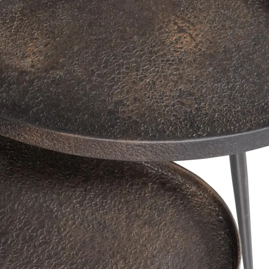 WOOOD Crude Bijzettafels - Zink - Antique Bronze - 39x71x52