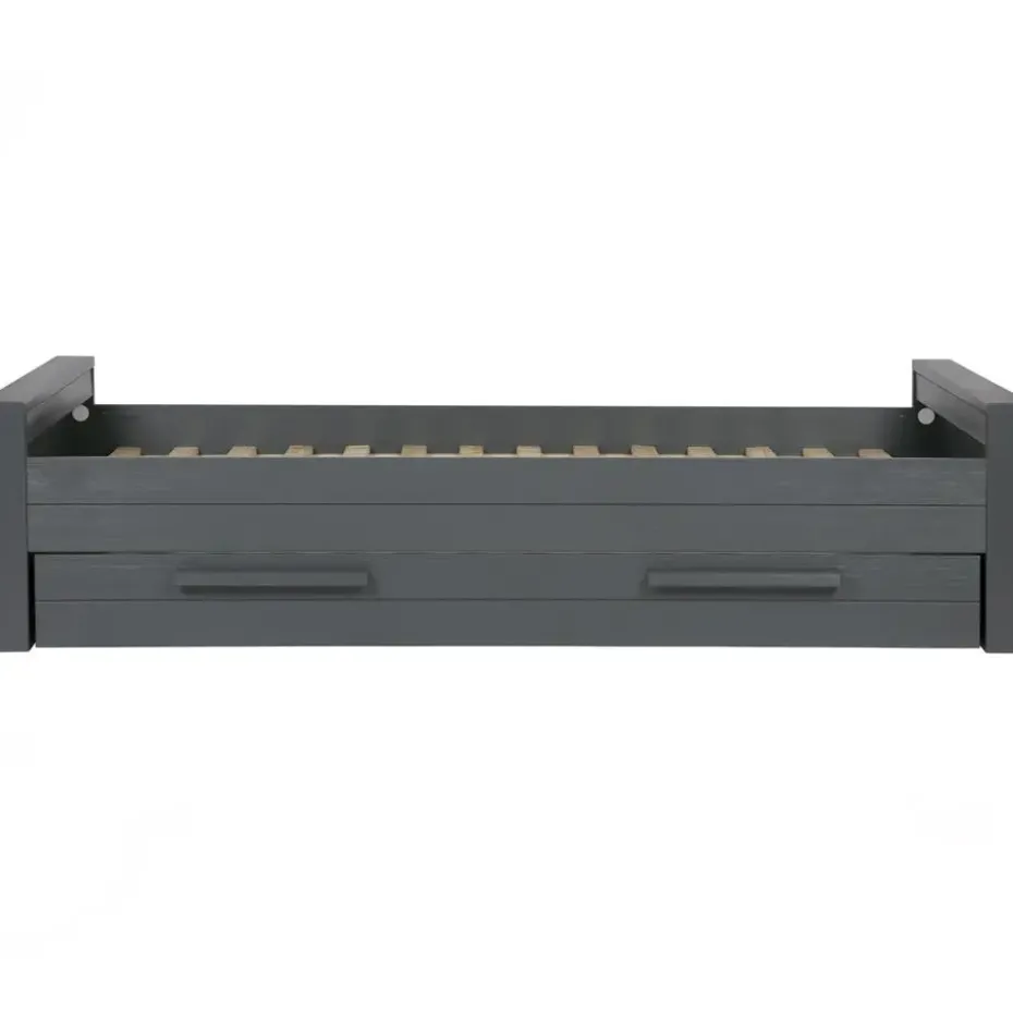 WOOOD Dennis Bed Incl.Bedlade/Lattenrol - Grenen - Staalgrijs -219x95