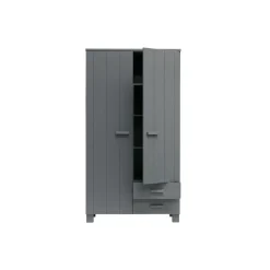 WOOOD Dennis Kast Met Laden - Grenen - Staal Grijs - 202x111x55