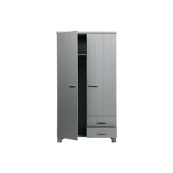 WOOOD Dennis Kast Met Laden - Grenen - Betongrijs - 202x111x55