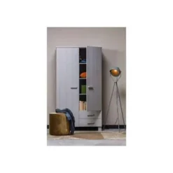 WOOOD Dennis Kast Met Laden - Grenen - Betongrijs - 202x111x55