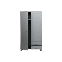 WOOOD Dennis Kast Met Laden - Grenen - Betongrijs - 202x111x55