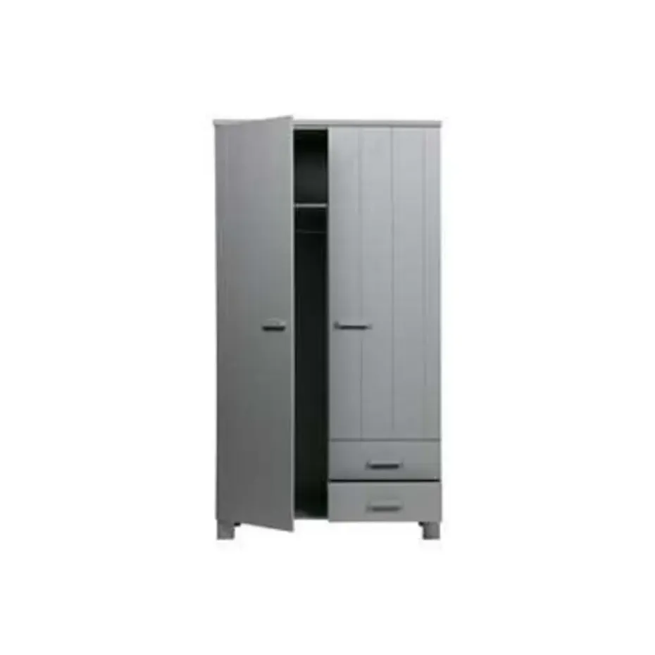 WOOOD Dennis Kast Met Laden - Grenen - Betongrijs - 202x111x55