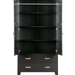 WOOOD Dian Garderobekast - Grenen - Zwart - 180x94x40