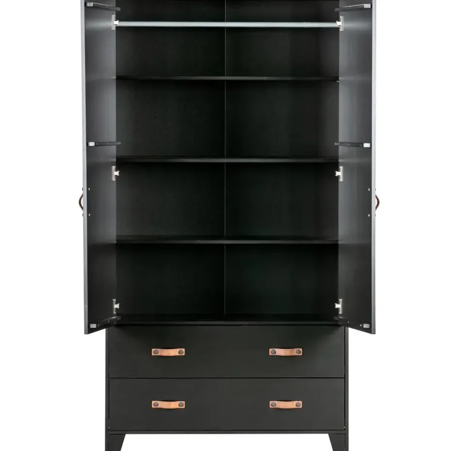 WOOOD Dian Garderobekast - Grenen - Zwart - 180x94x40