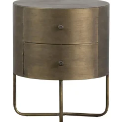 WOOOD Glossy Rond Kastje - Metaal - Antique Brass - 48x39x39