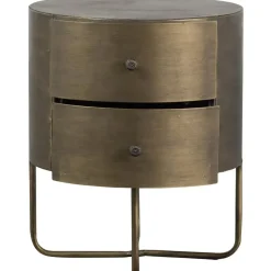 WOOOD Glossy Rond Kastje - Metaal - Antique Brass - 48x39x39