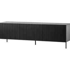 WOOOD Grand Gravure TV Meubel - Grenen - Zwart - 56x180x46