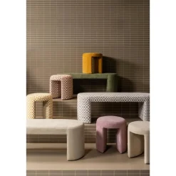 WOOOD Jacob Bankje - Chenille - Naturel - 46x130x46