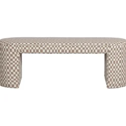 WOOOD Jacob Bankje - Polyester - Geruit - Zand - 46x130x46