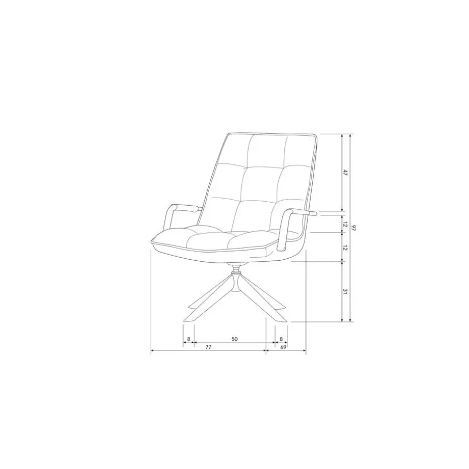 WOOOD Jouke Draaifauteuil - Kunstleer - Cognac - 96x70x85