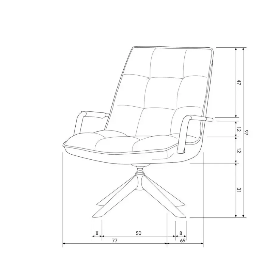 WOOOD Jouke Draaifauteuil - Kunstleer - Cognac - 96x70x85