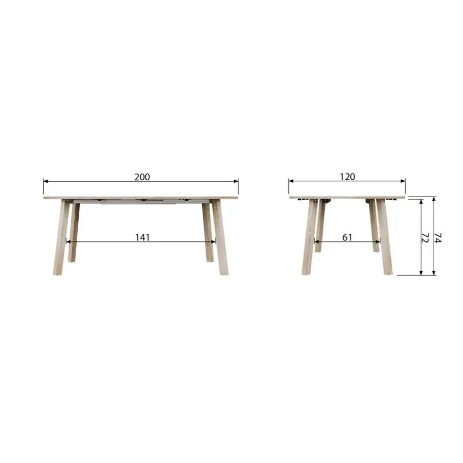 WOOOD Lange Jan Uitschuifbare Eettafel - Eiken - Zwart - 75x120x120