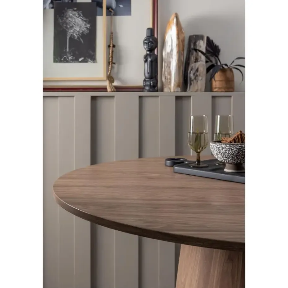 WOOOD Maan Eettafel - MDF - Walnoot - 75x120x120