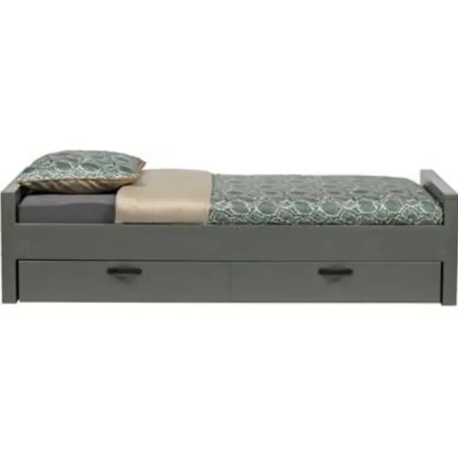 WOOOD Morris Bed Excl Lade - Grenen - Leem - 214x53x95