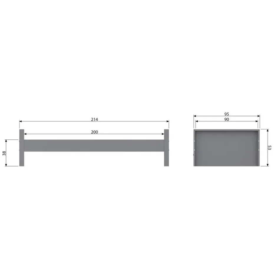 WOOOD Morris Bed Excl Lade - Grenen - Leem - 214x53x95