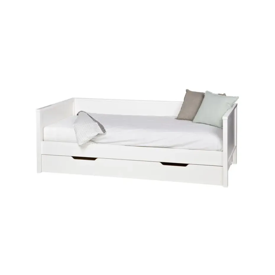 WOOOD Nikki Bedbank Incl Bedlade/Lattenrol - Grenen - Wit - 73x208x100
