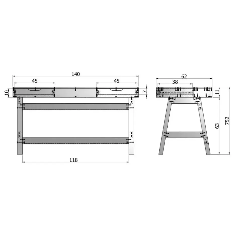 WOOOD Nikki Bureau - Grenenhout - Wit - 75x140x62