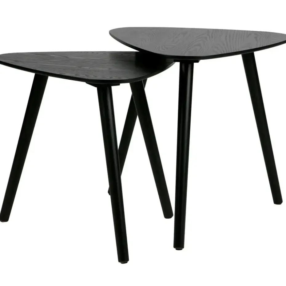 WOOOD Nila Bijzettafels - Hout - Zwart - Set van 2
