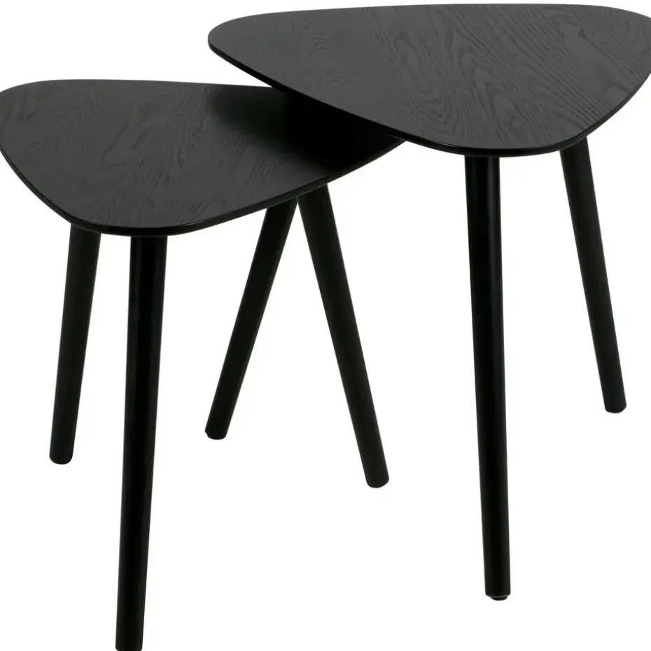 WOOOD Nila Bijzettafels - Hout - Zwart - Set van 2