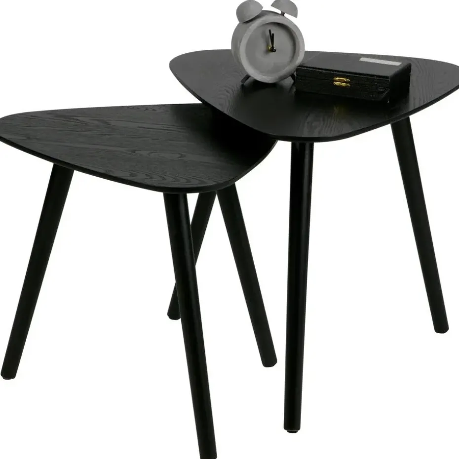 WOOOD Nila Bijzettafels - Hout - Zwart - Set van 2