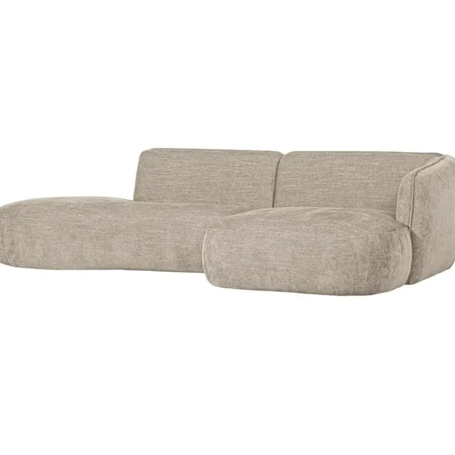 WOOOD Polly Chaise Longue - Polyester - Zand - 71x258x105/150