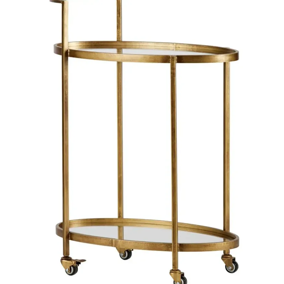 WOOOD Push Trolley - Metaal - Antique Brass - 86x67x35