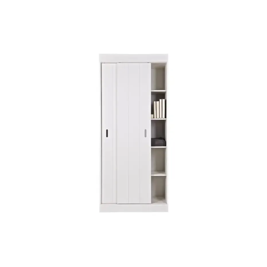 WOOOD Row Plankenkast Met Schuifdeuren - Grenen - Wit - 195x85x44