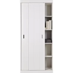 WOOOD Row Plankenkast Met Schuifdeuren - Grenen - Wit - 195x85x44
