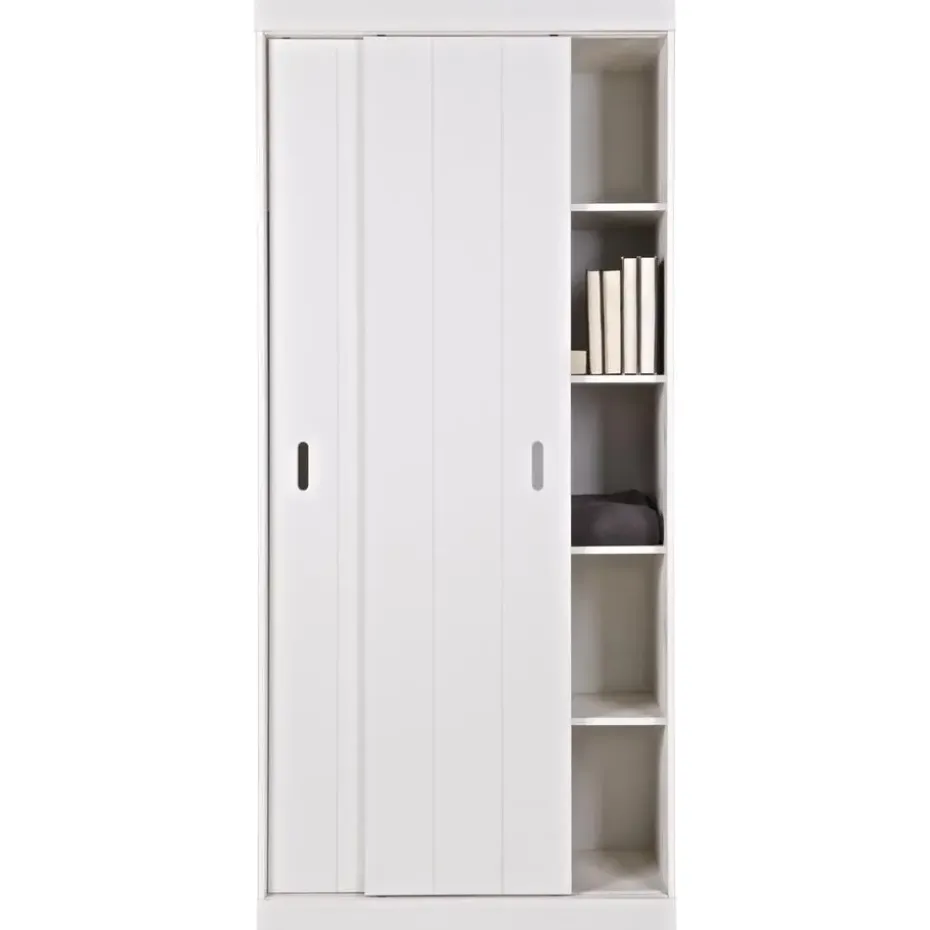 WOOOD Row Plankenkast Met Schuifdeuren - Grenen - Wit - 195x85x44