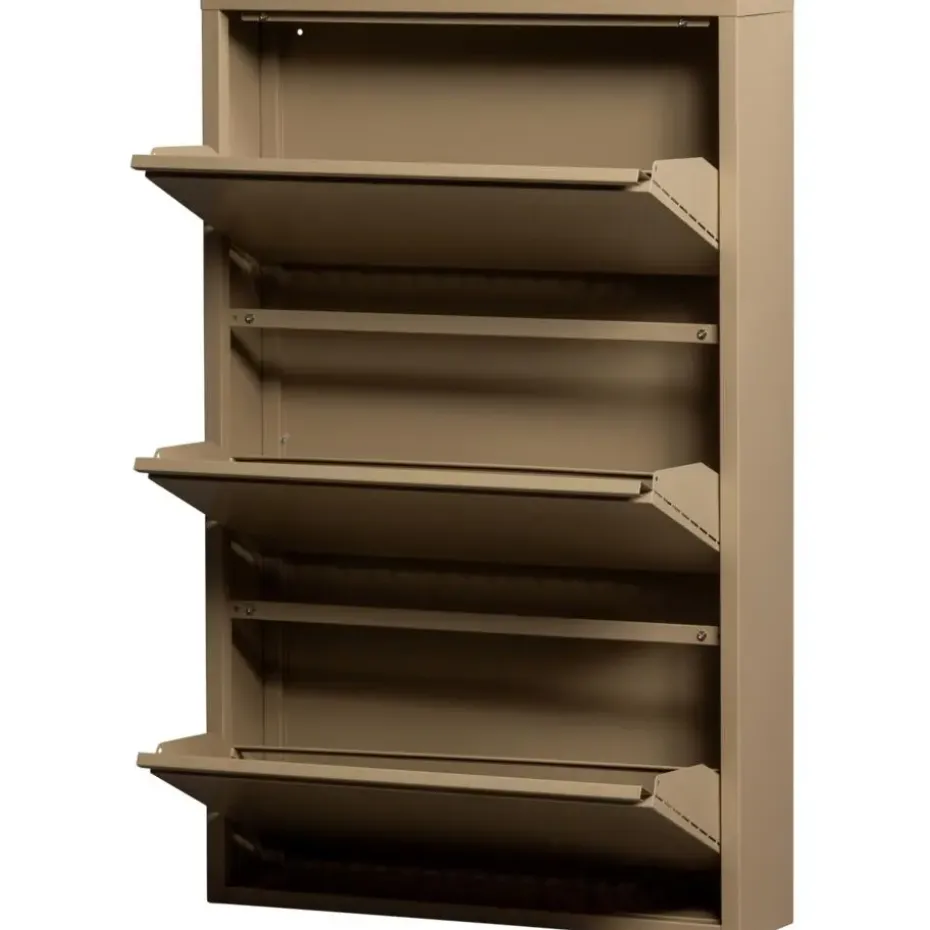 WOOOD Sabine 3-Vaks Schoenenkast - Metaal - Zand - 103x66x16