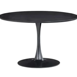 WOOOD Sammy Ronde Eettafel - MDF/staal - Zwart - 75x120x120