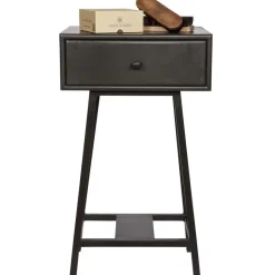 WOOOD Skybox Sidetable - Hout/Metaal - Zwart - 70x45x30