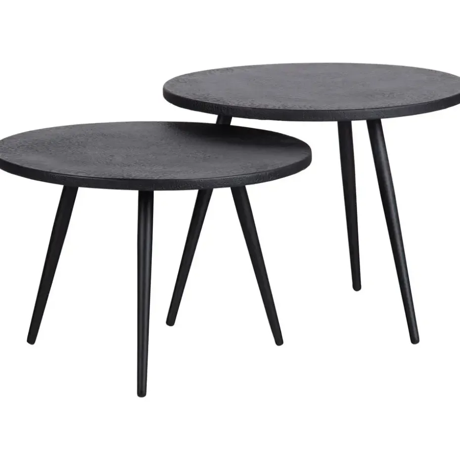 WOOOD Suze Bijzettafels - Hout/metaal - Zwart - Set van 2