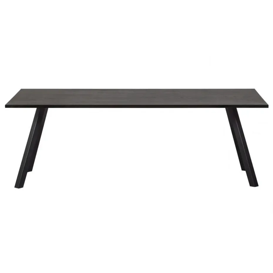 WOOOD Tablo Tafel met 2-stand Poot - Eiken/Metaal - Zwart - 75x180x90