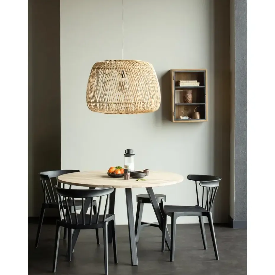 WOOOD Tablo Tafel Rond met 2-Standen Poot - Eiken/Metaal - 75x120x120