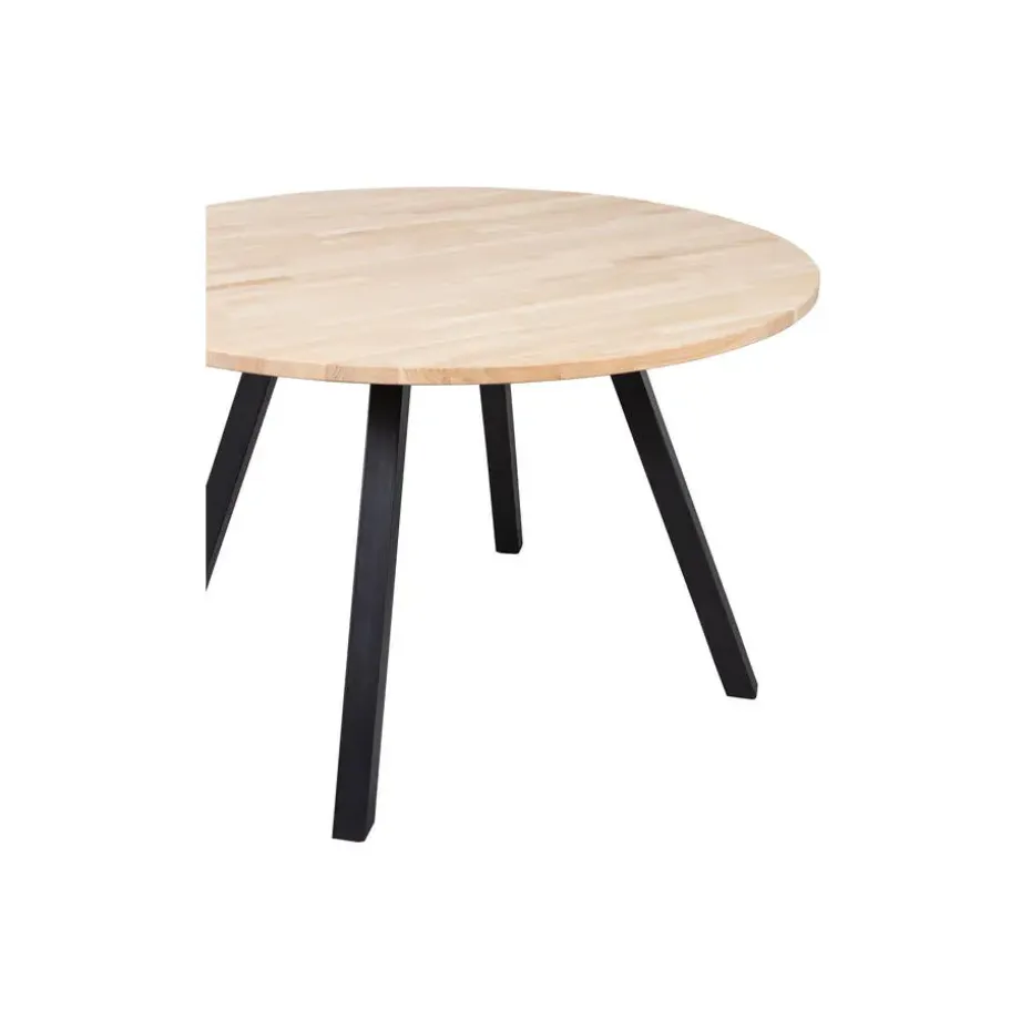 WOOOD Tablo Tafel Rond met 2-Standen Poot - Eiken/Metaal - 75x120x120