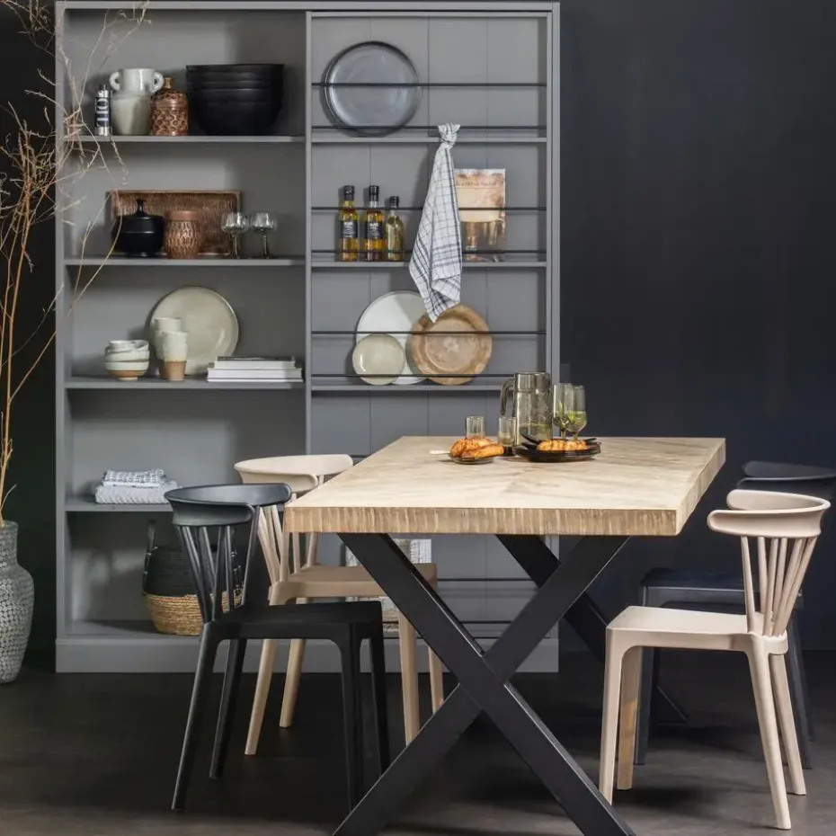 WOOOD Tablo Tafelblad - Mango Visgraat - White Wash - 5,5x200x90