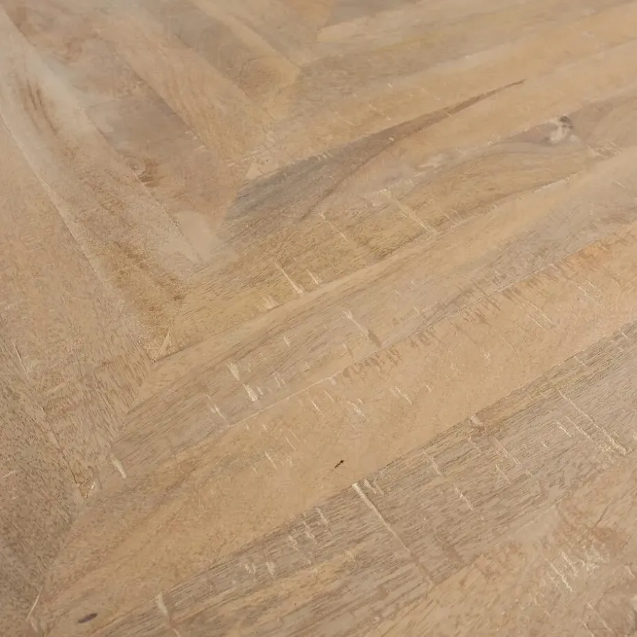 WOOOD Tablo Tafelblad - Mango Visgraat - White Wash - 5,5x200x90