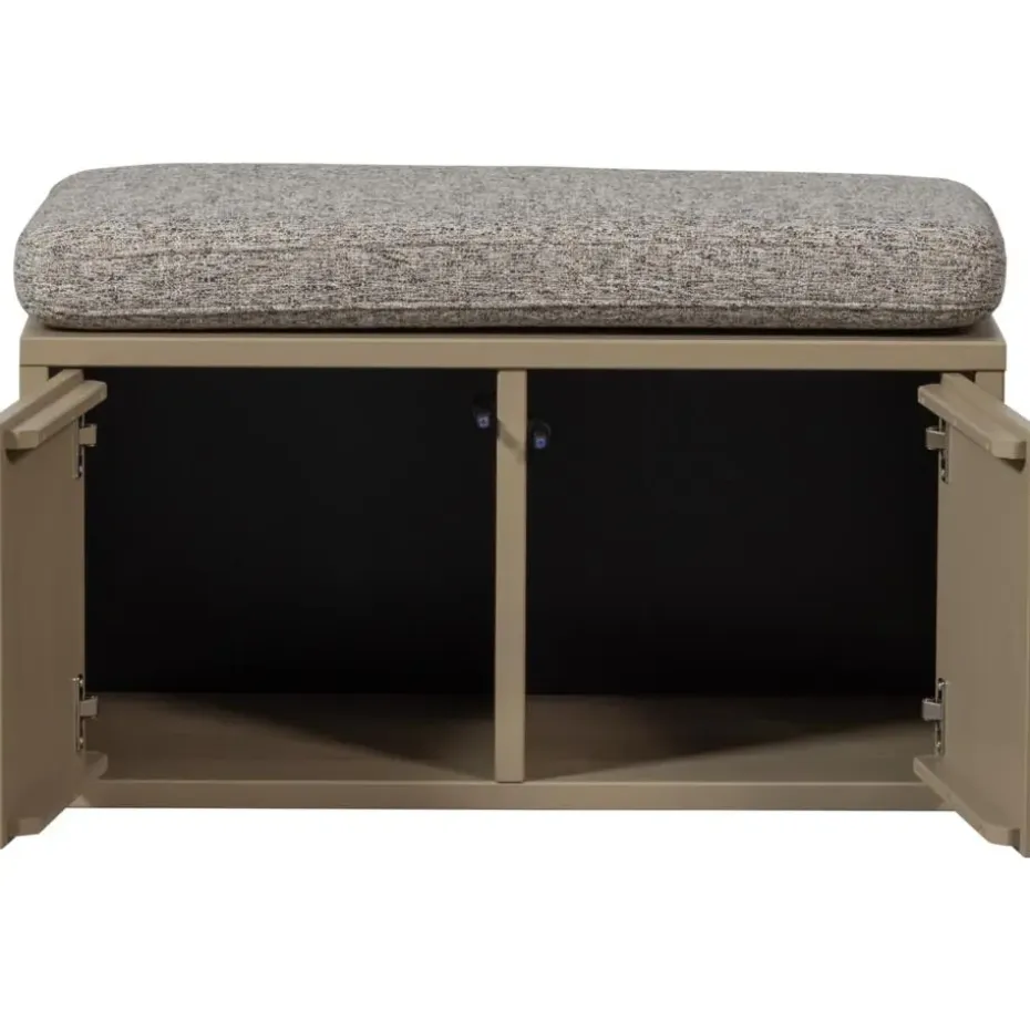 WOOOD Turner Opbergbank Incl. Kussen- Grenen - Mud - 47x80x44