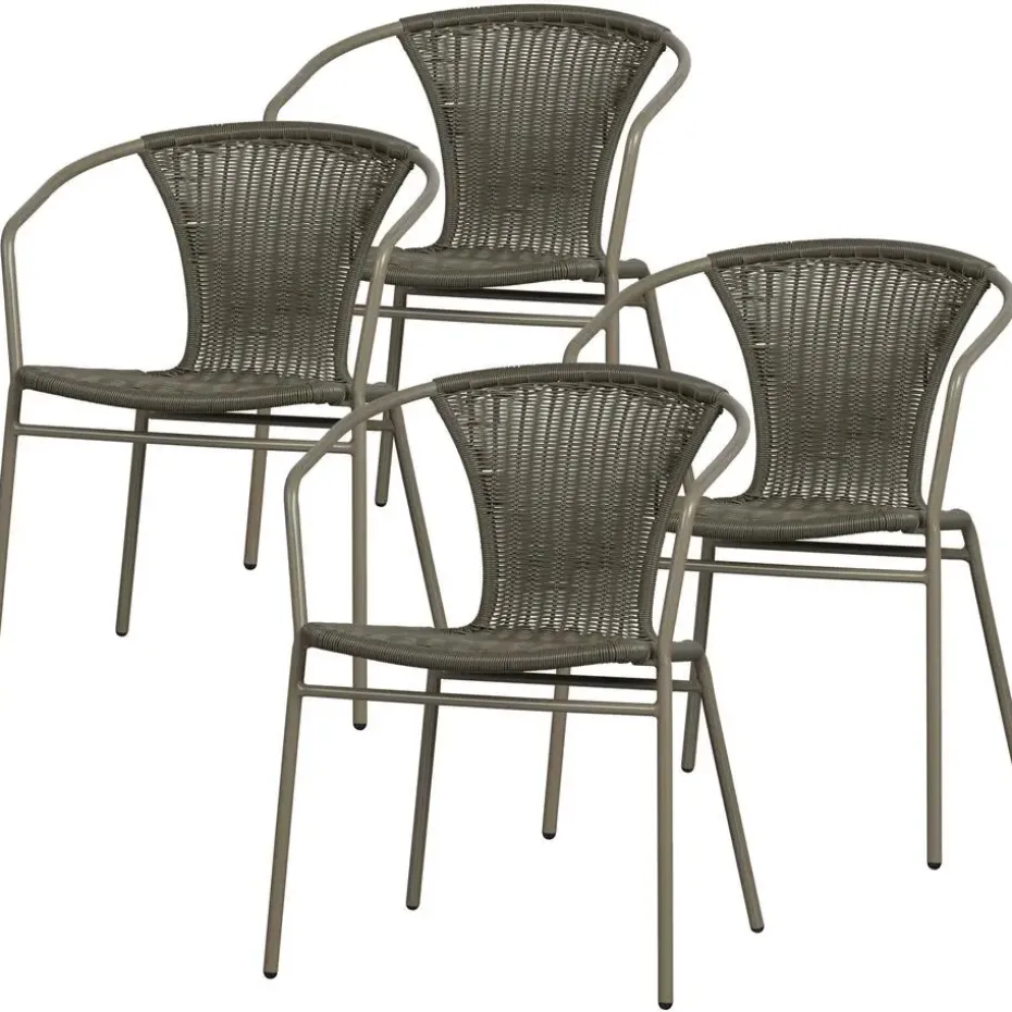 WOOOD Weston Stoelen Buiten - Rattan/Metaal - Jungle - Set van 4