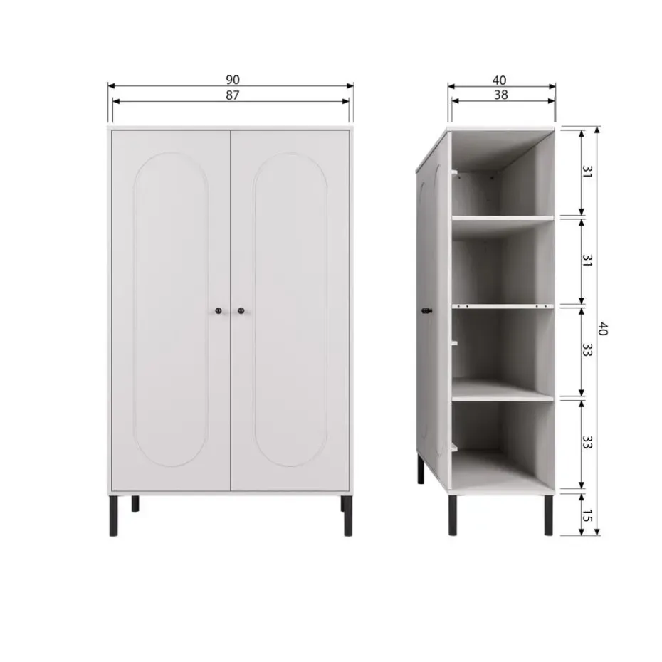WOOOD Xina Lage Kast - Grenen - Wolkengrijs - 149x90x40