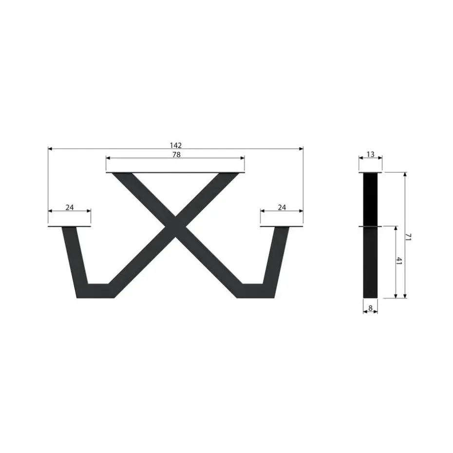 WOOOD X-Poot Picknick Buiten Tablo - Metaal - Zwart - 70x142x13