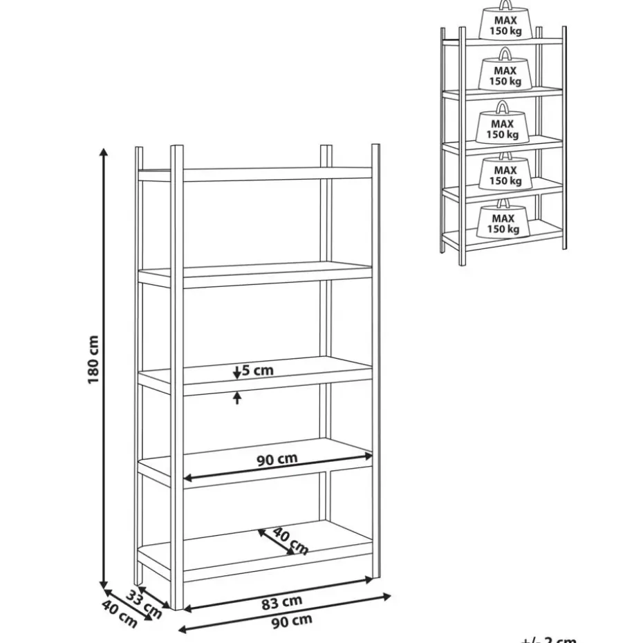XITTA - Stellingkast 5 planken - Zilver - Staal