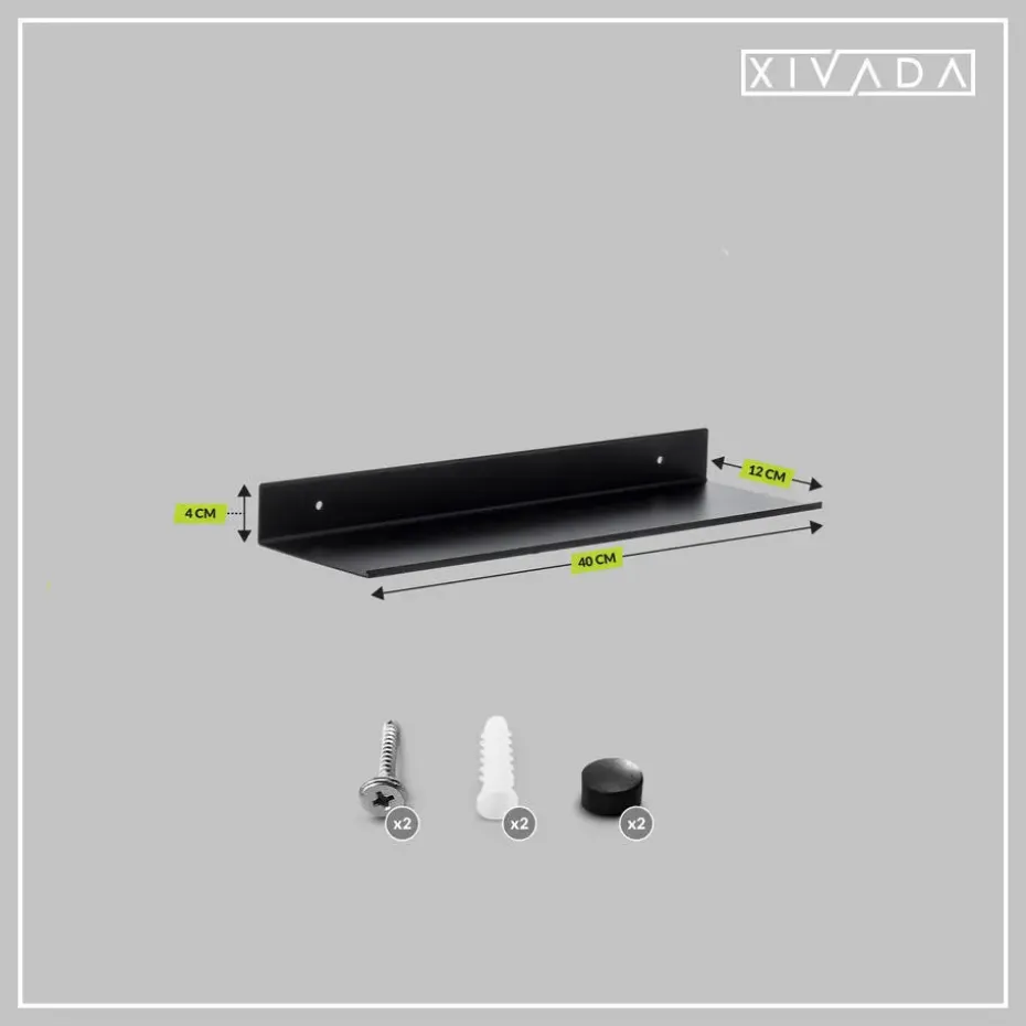 XIVADA Wandrek Rosa - Industrieel - Aluminium - Boren - Zwart - 60 cm